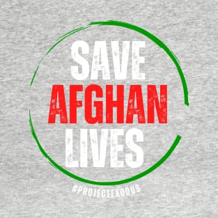 Save Afghan lives circle (back print, dark background) T-Shirt